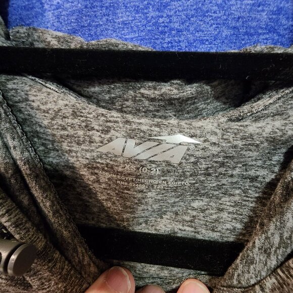 2 Avia Womens Long-Sleeve Hooded Lightweight Pullover Heather Gray & Blue Size X - Picture 2 of 3